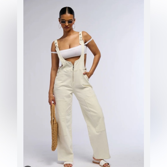 REVICE Pants - akira plunge neck denim overalls